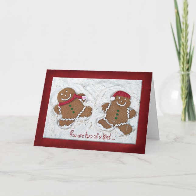 Christmas Gingerbread Couple Anniversary Holiday Card (Front)