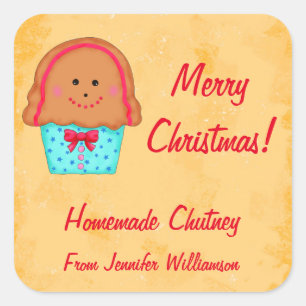 Christmas Gingerbread Custom Food Jar Label