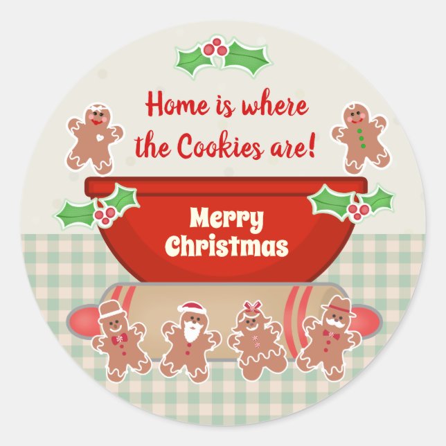 Christmas Gingerbread Custom Funny Baking Classic Round Sticker (Front)