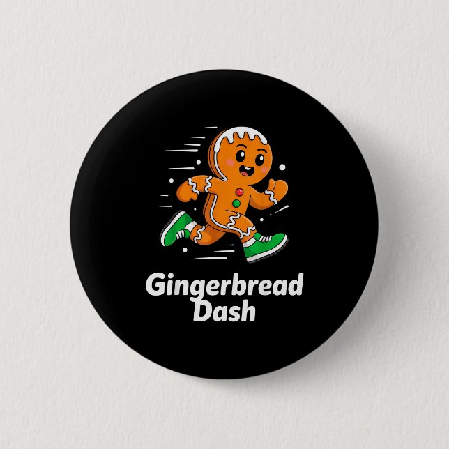 Christmas Gingerbread Dash Running Runner Xmas Mar 6 Cm Round Badge (Front)