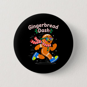 Christmas Gingerbread Dash Running Runner Xmas Mar 6 Cm Round Badge