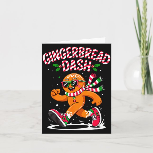 Christmas Gingerbread Dash Running Runner Xmas Mar Card (Front)