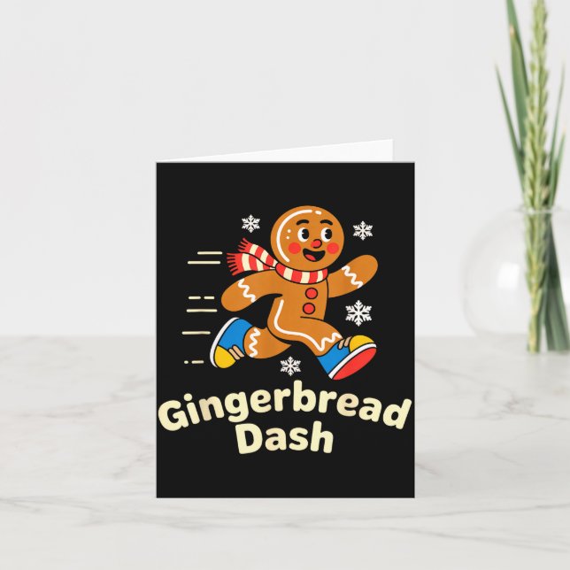 Christmas Gingerbread Dash Running Runner Xmas Mar Card (Front)