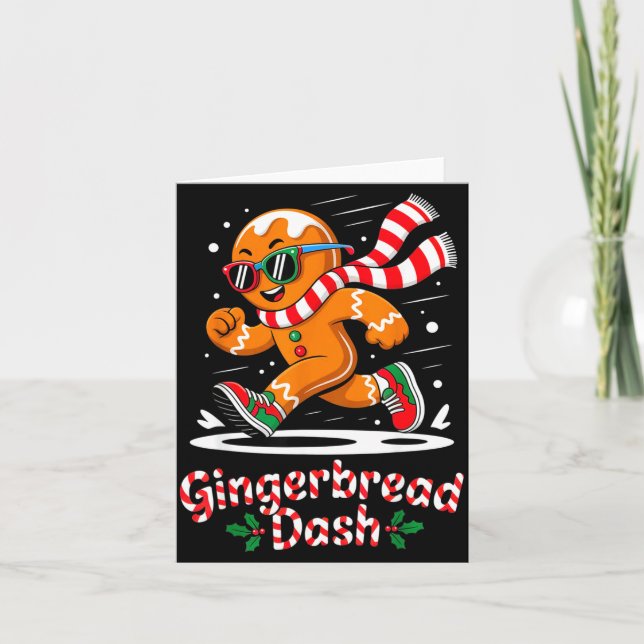 Christmas Gingerbread Dash Running Runner Xmas Mar Card (Front)