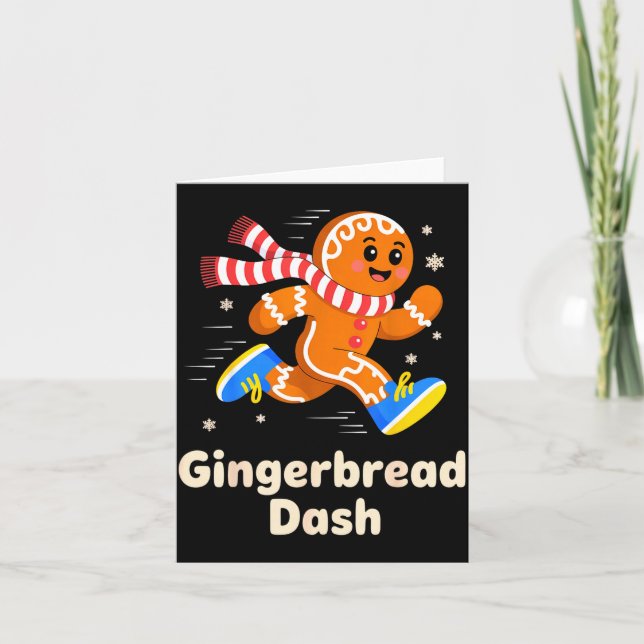 Christmas Gingerbread Dash Running Runner Xmas Mar Card (Front)