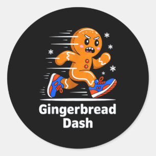 Christmas Gingerbread Dash Running Runner Xmas Mar Classic Round Sticker