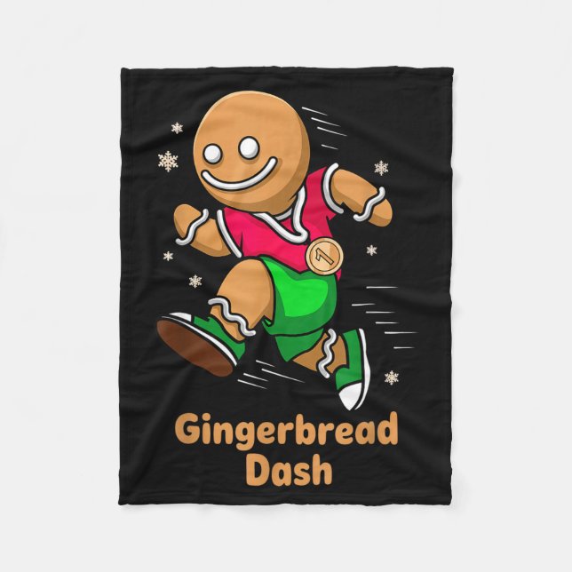 Christmas Gingerbread Dash Running Runner Xmas Mar Fleece Blanket (Front)