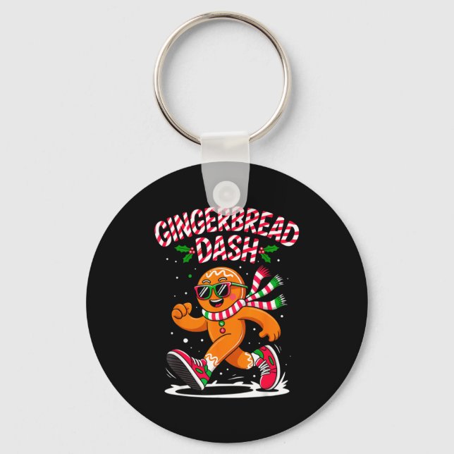 Christmas Gingerbread Dash Running Runner Xmas Mar Key Ring (Front)