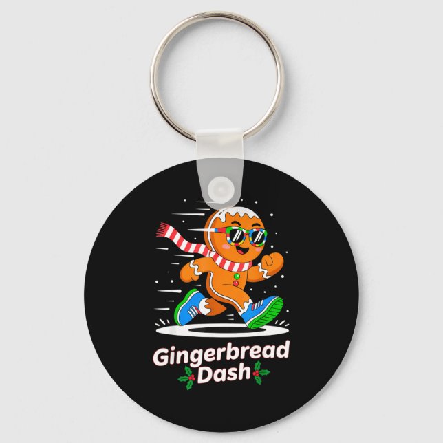 Christmas Gingerbread Dash Running Runner Xmas Mar Key Ring (Front)