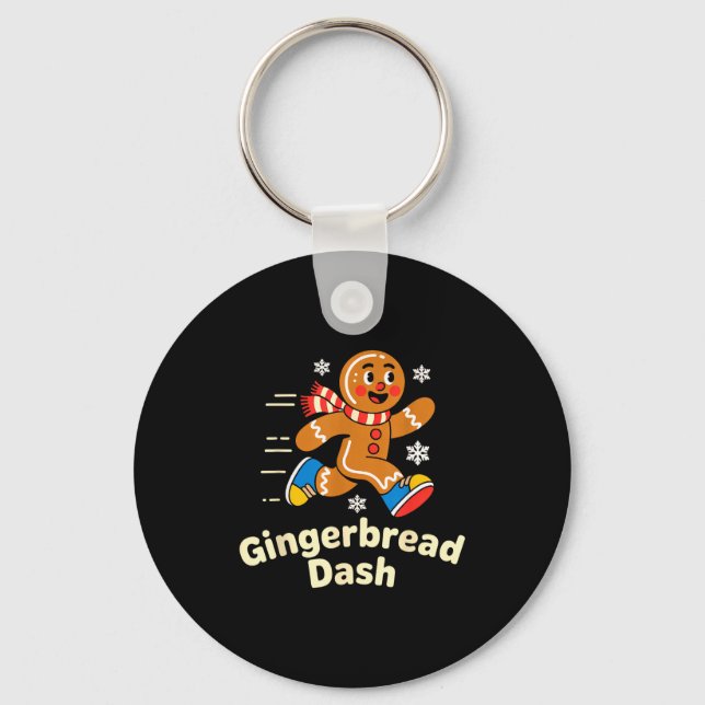 Christmas Gingerbread Dash Running Runner Xmas Mar Key Ring (Front)