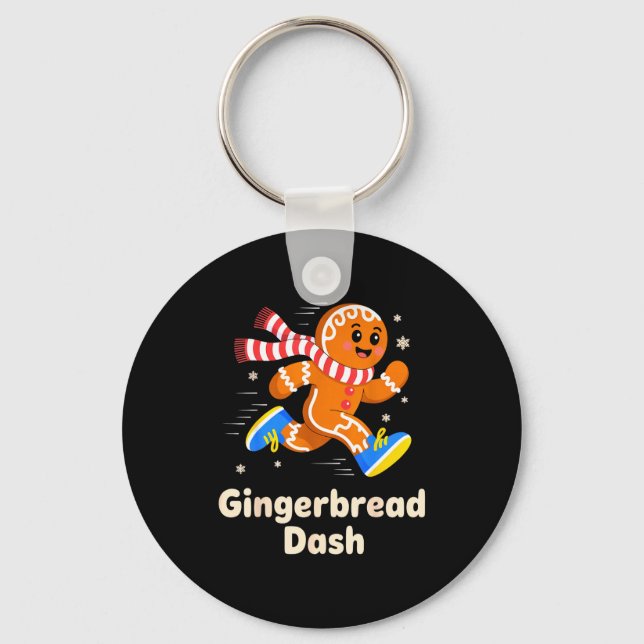 Christmas Gingerbread Dash Running Runner Xmas Mar Key Ring (Front)