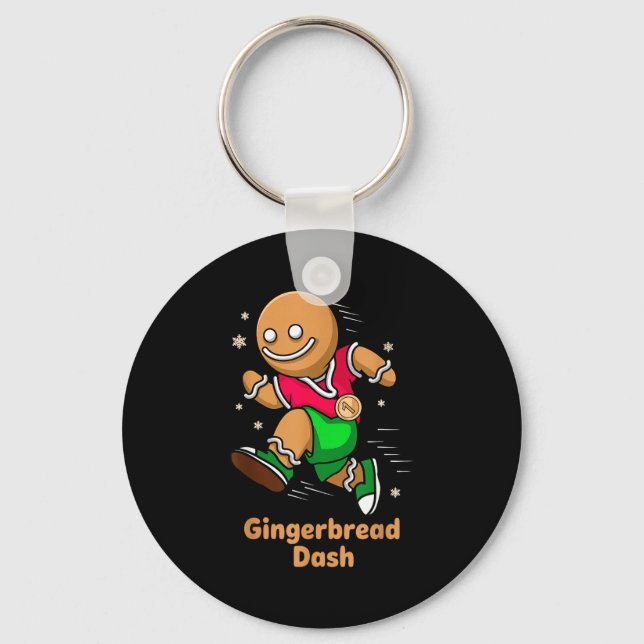 Christmas Gingerbread Dash Running Runner Xmas Mar Key Ring (Front)