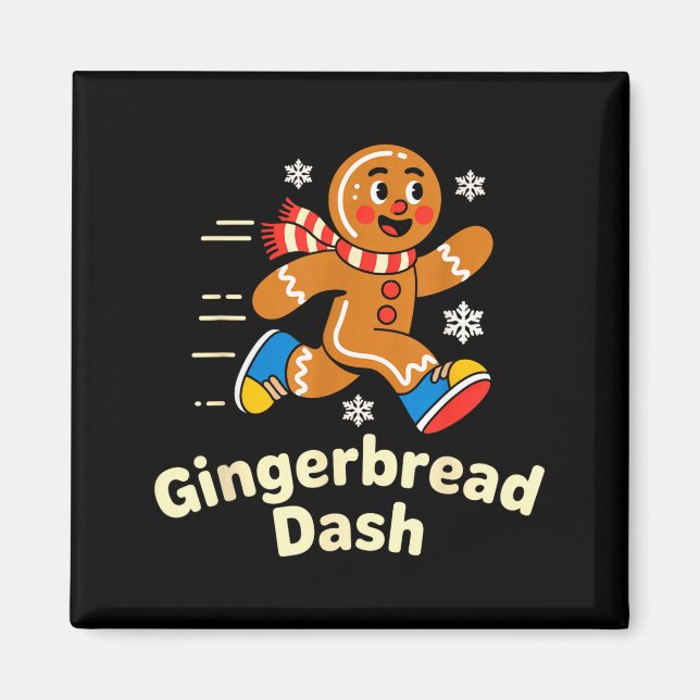 Christmas Gingerbread Dash Running Runner Xmas Mar Magnet (Front)