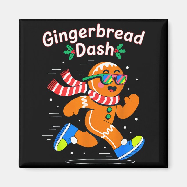 Christmas Gingerbread Dash Running Runner Xmas Mar Magnet (Front)
