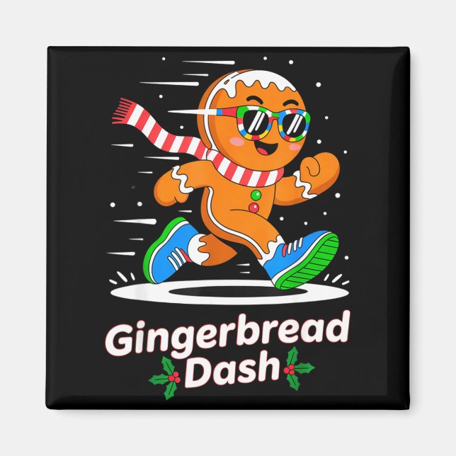Christmas Gingerbread Dash Running Runner Xmas Mar Magnet (Front)