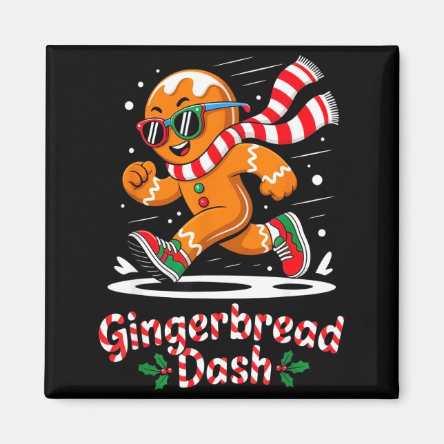Christmas Gingerbread Dash Running Runner Xmas Mar Magnet (Front)
