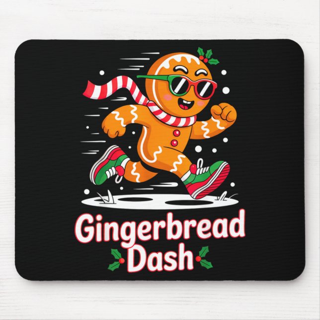 Christmas Gingerbread Dash Running Runner Xmas Mar Mouse Pad (Front)