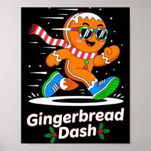 Christmas Gingerbread Dash Running Runner Xmas Mar Poster
