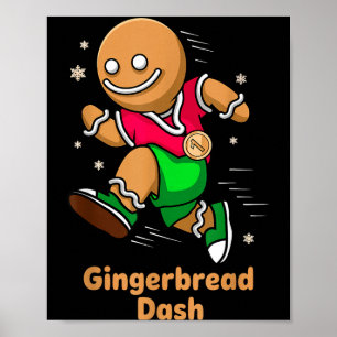 Christmas Gingerbread Dash Running Runner Xmas Mar Poster