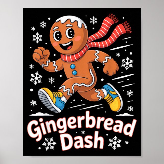 Christmas Gingerbread Dash Running Runner Xmas Mar Poster (Front)