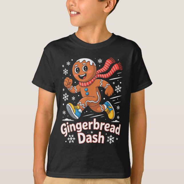 Christmas Gingerbread Dash Running Runner Xmas Mar T-Shirt (Front)