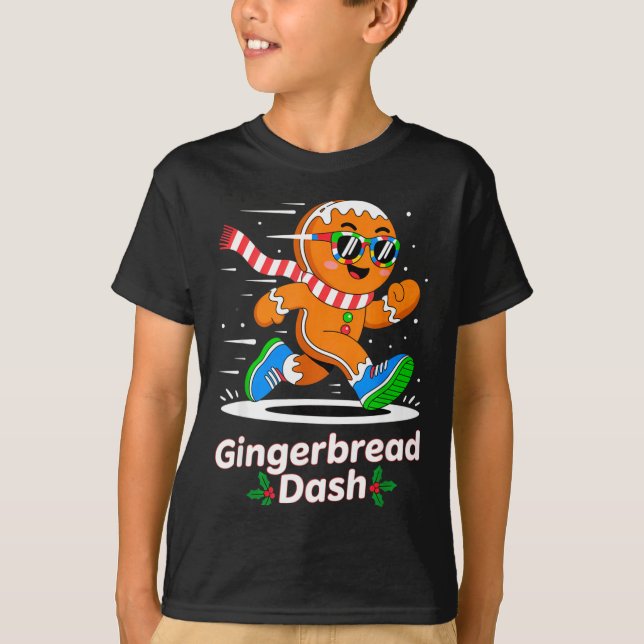 Christmas Gingerbread Dash Running Runner Xmas Mar T-Shirt (Front)