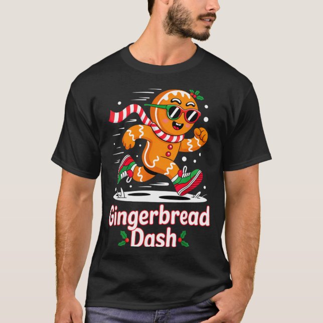 Christmas Gingerbread Dash Running Runner Xmas Mar T-Shirt (Front)