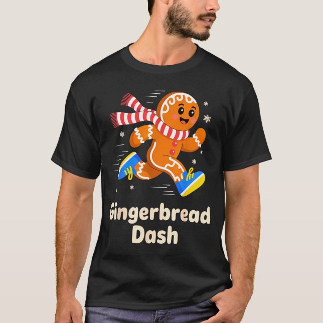 Christmas Gingerbread Dash Running Runner Xmas Mar T-Shirt (Front)