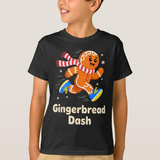 Christmas Gingerbread Dash Running Runner Xmas Mar T-Shirt (Front)