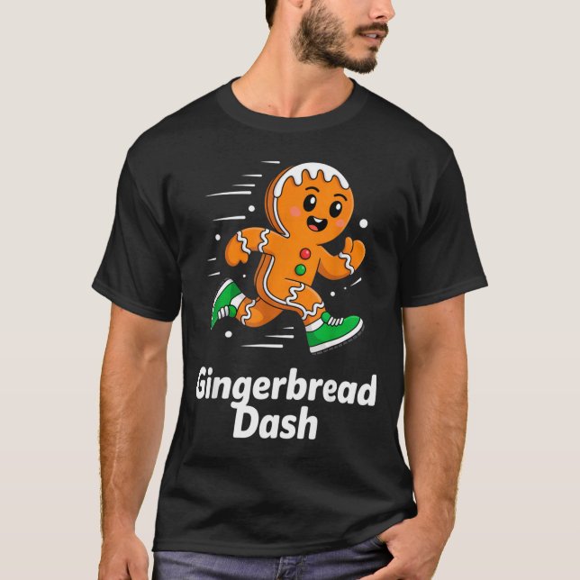 Christmas Gingerbread Dash Running Runner Xmas Mar T-Shirt (Front)