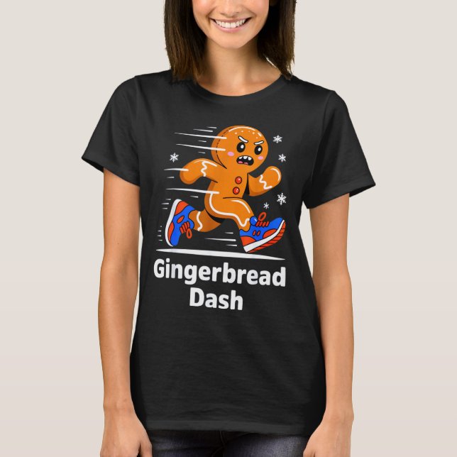 Christmas Gingerbread Dash Running Runner Xmas Mar T-Shirt (Front)