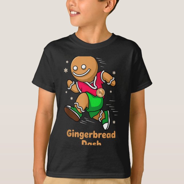 Christmas Gingerbread Dash Running Runner Xmas Mar T-Shirt (Front)