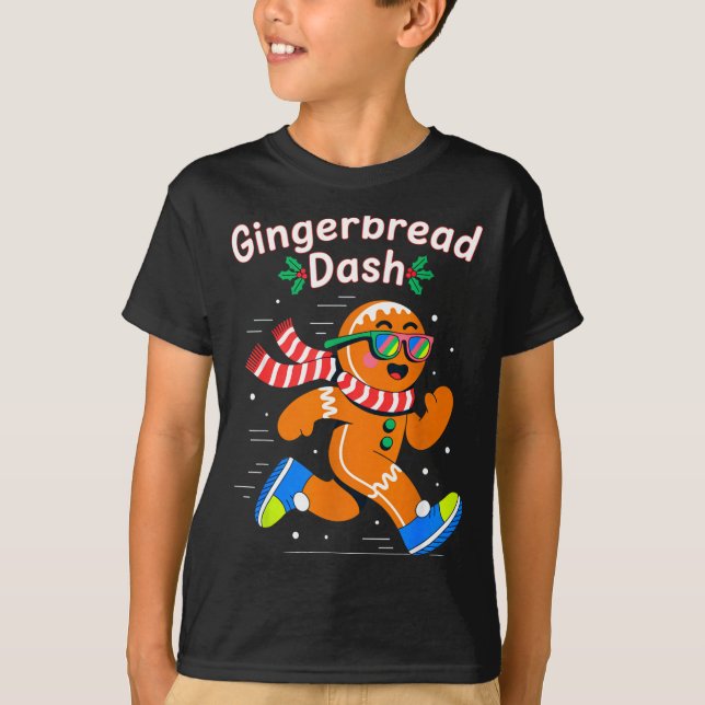 Christmas Gingerbread Dash Running Runner Xmas Mar T-Shirt (Front)