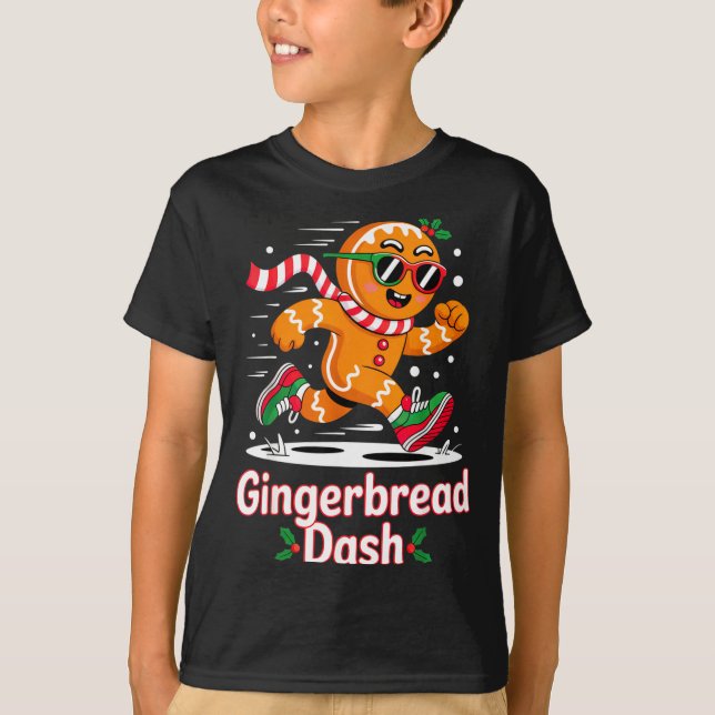 Christmas Gingerbread Dash Running Runner Xmas Mar T-Shirt (Front)