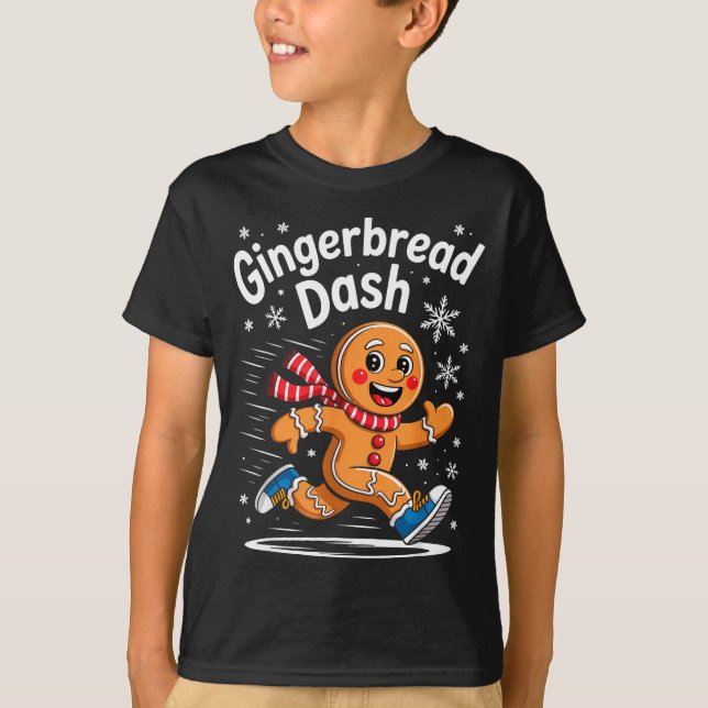Christmas Gingerbread Dash Running Runner Xmas Mar T-Shirt (Front)