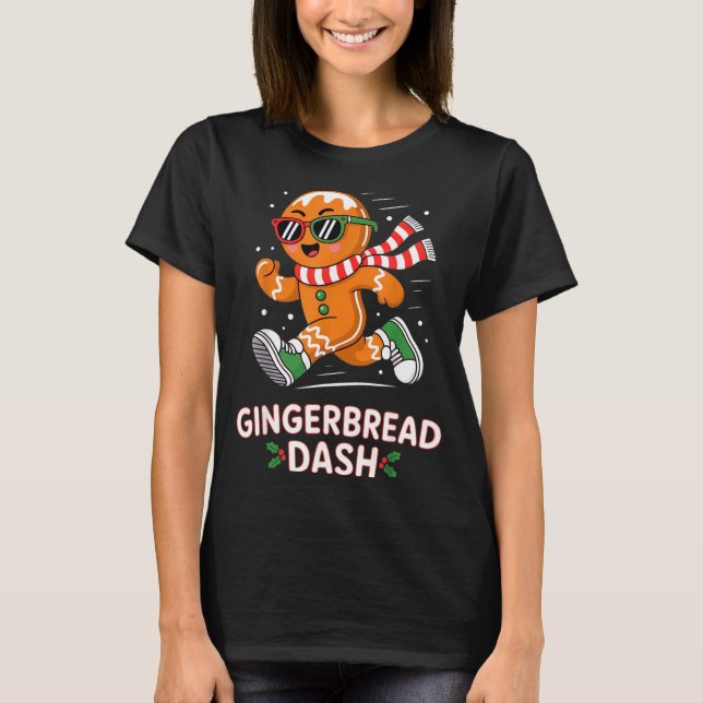 Christmas Gingerbread Dash Running Runner Xmas Mar T-Shirt (Front)