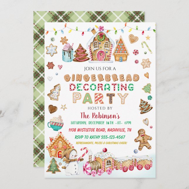 Christmas Gingerbread Decorating Party Invitation (Front/Back)