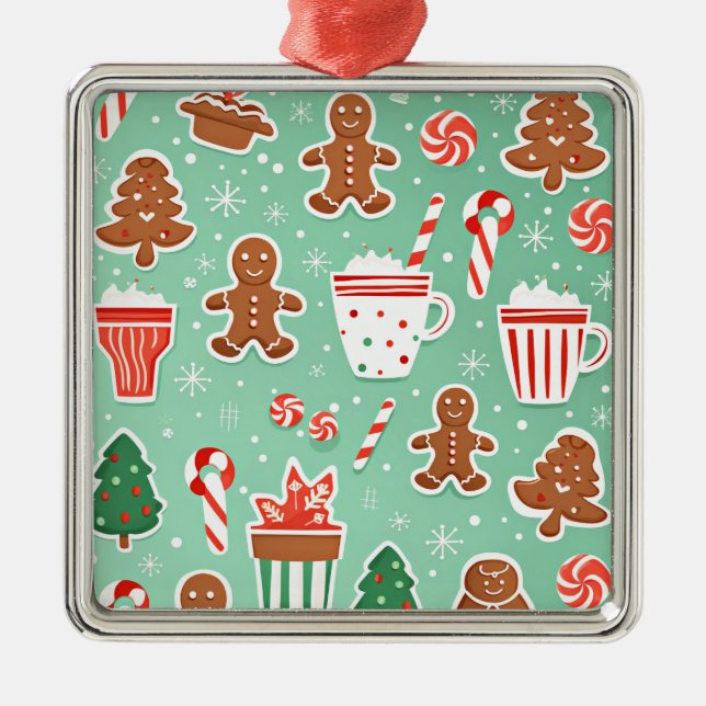 Christmas Gingerbread design Metal Tree Decoration (Front)