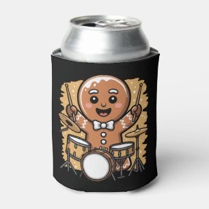 Christmas Gingerbread Drummer Drums Xmas Holiday Can Cooler
