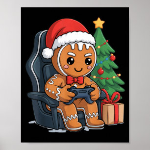 Christmas Gingerbread Gamer Chair Holiday Gaming B Poster