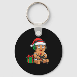 Christmas Gingerbread Gamer Xmas Gaming Boys Kids  Key Ring