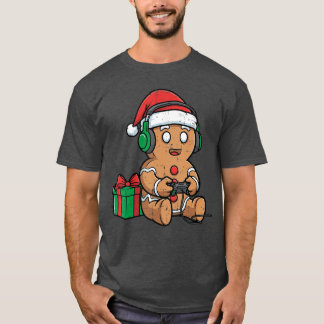 Christmas Gingerbread Gamer Xmas Gaming Boys Youth T-Shirt