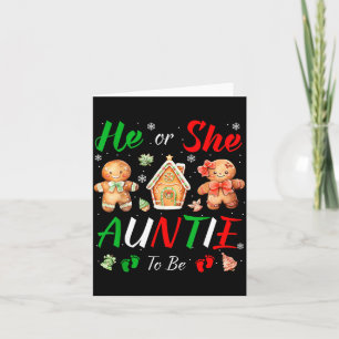 Christmas Gingerbread Gender Reveal He Or She Aunt Card