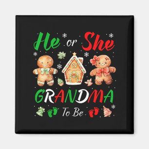 Christmas Gingerbread Gender Reveal He Or She Gran Magnet