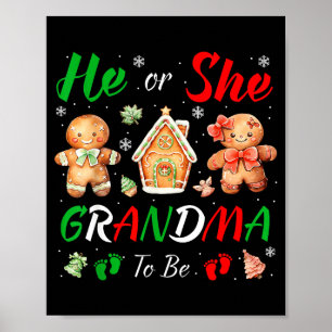 Christmas Gingerbread Gender Reveal He Or She Gran Poster