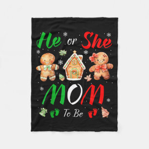 Christmas Gingerbread Gender Reveal He Or She Mom Fleece Blanket