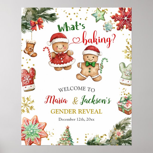 Christmas Gingerbread Gender Reveal Welcome Sign (Front)