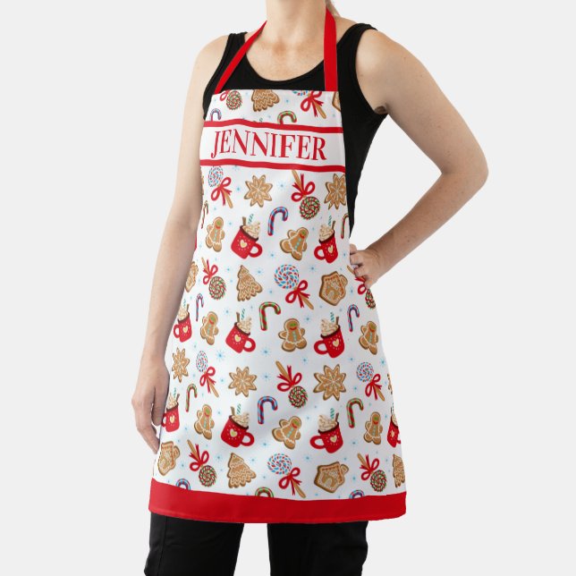 Christmas Gingerbread Holiday Baking Custom Name  Apron (Insitu)