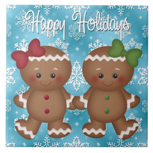 Christmas Gingerbread Holiday cartoon tile (Front)
