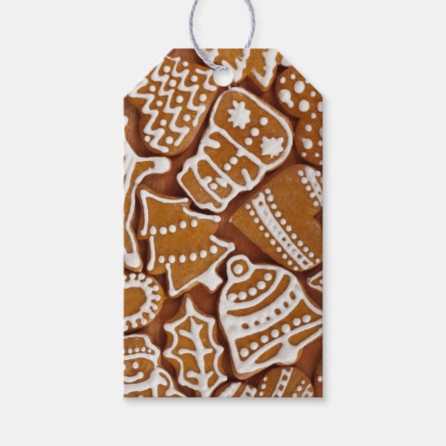 Christmas Gingerbread Holiday Cookies Gift Tags (Front)